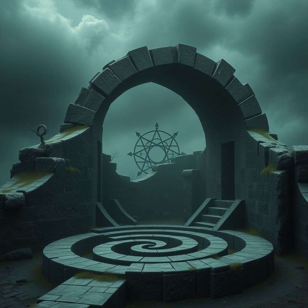 Illustration représentant les blocages et défis liés à la maison XII dans un thème astral.