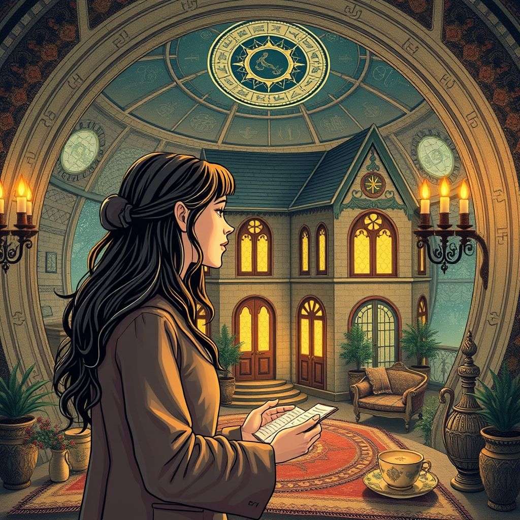 Illustration d'une lecture de thème astral mettant en valeur la maison XII personnalisée.