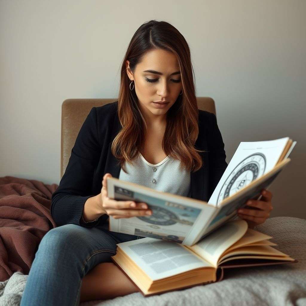Une personne consultant son thème astral pour connaître son ascendant et l’utiliser à son avantage.