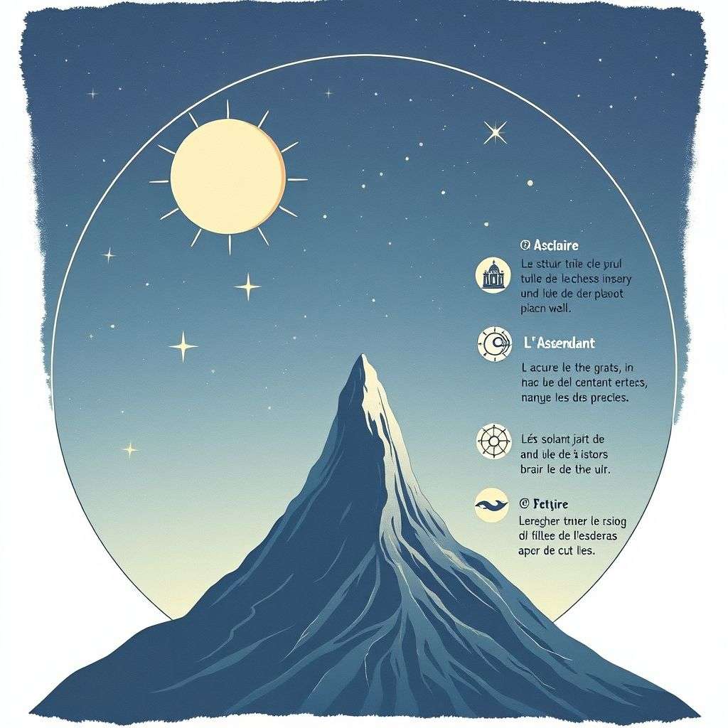 Diagramme comparant signe solaire et ascendant avec leurs caractéristiques principales.