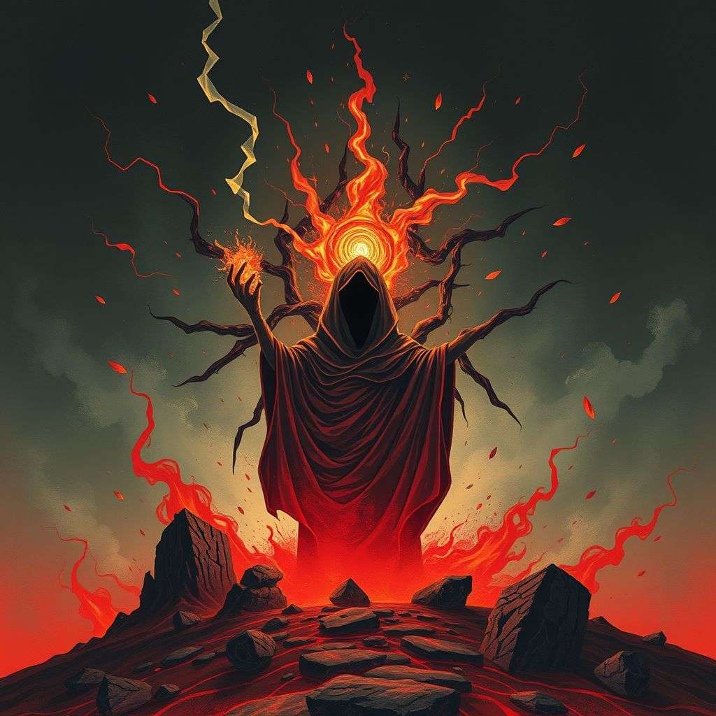 illustration sombre de conséquences négatives des sorts de manipulation magique