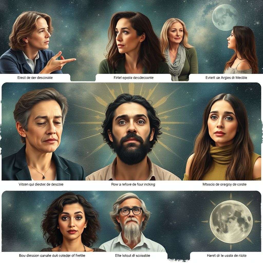Portraits ou scènes de personnes partageant leur expérience de sortie hors du corps