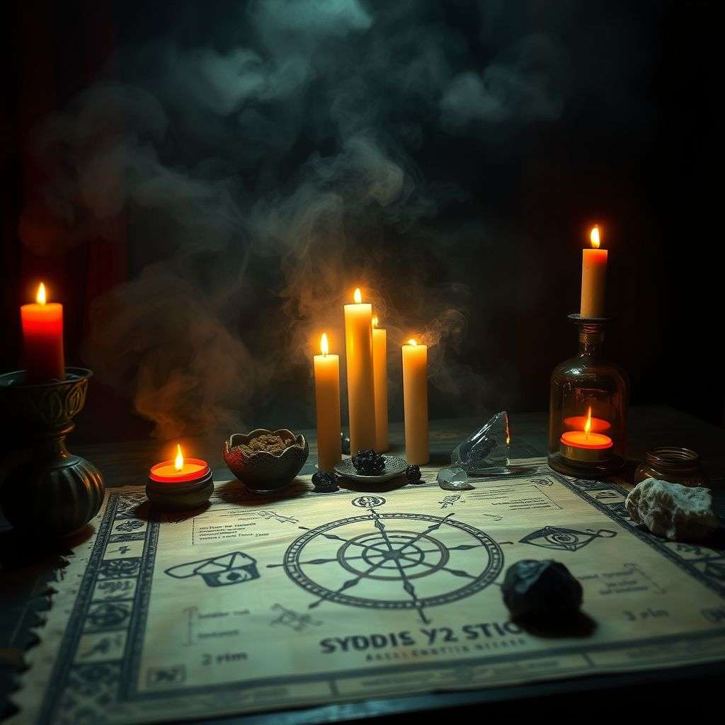 Rituel avec bougies rouges et symboles pour réveiller la passion intérieure et la force de vie.