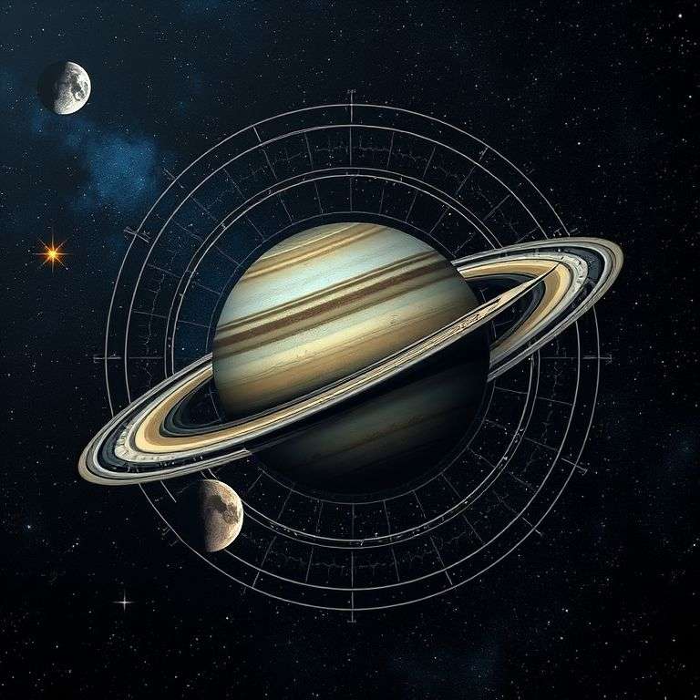 Carte astrale montrant aspects entre Saturne et autres planètes