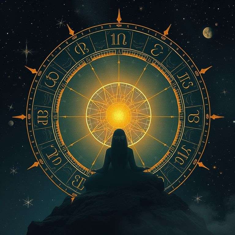 illustration conceptuelle entre horoscope et réflexions mentales