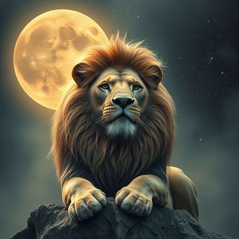 illustration du symbole astrologique du Lion avec rayons lumineux