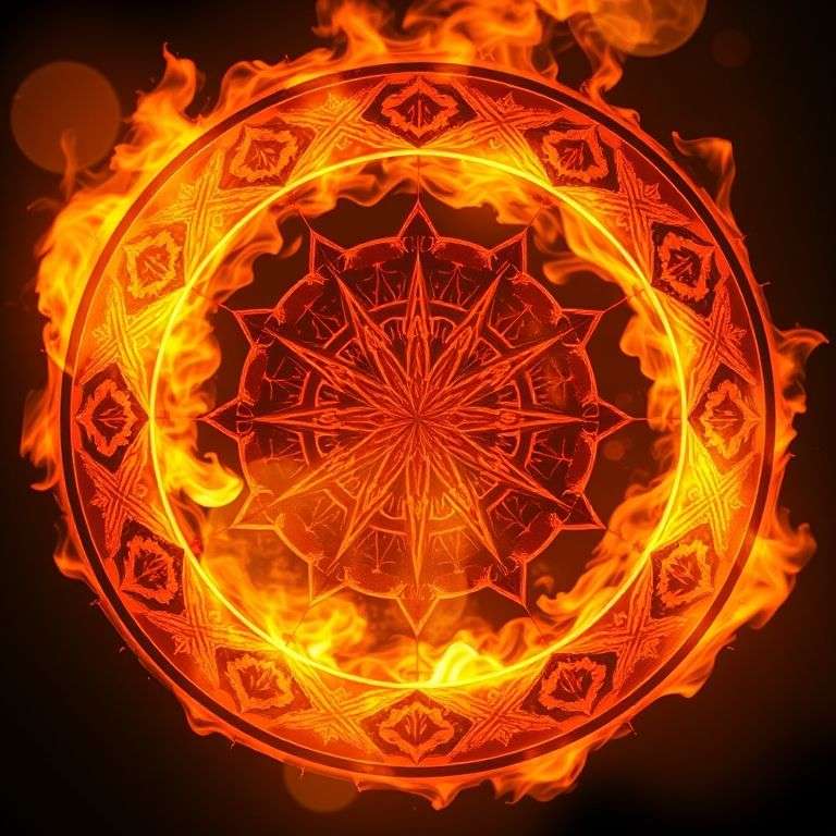 illustration ardente des signes de feu dans un style mystique