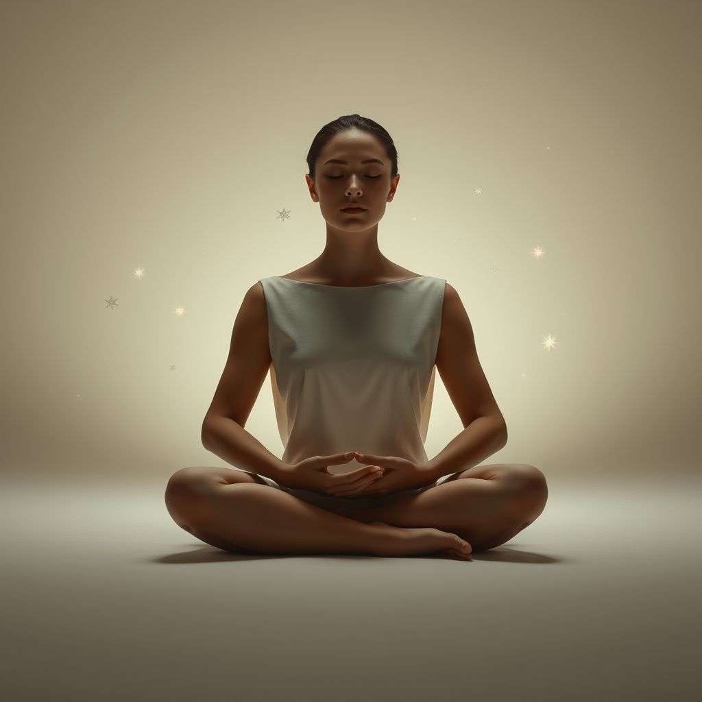 Personne pratiquant la visualisation quotidienne de symboles dans un espace calme.