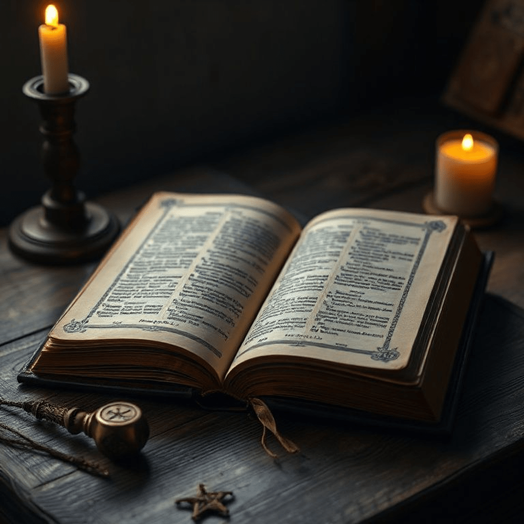 Livre ancien ouvert montrant des symboles lumineux et runes associées à la magie blanche originelle.