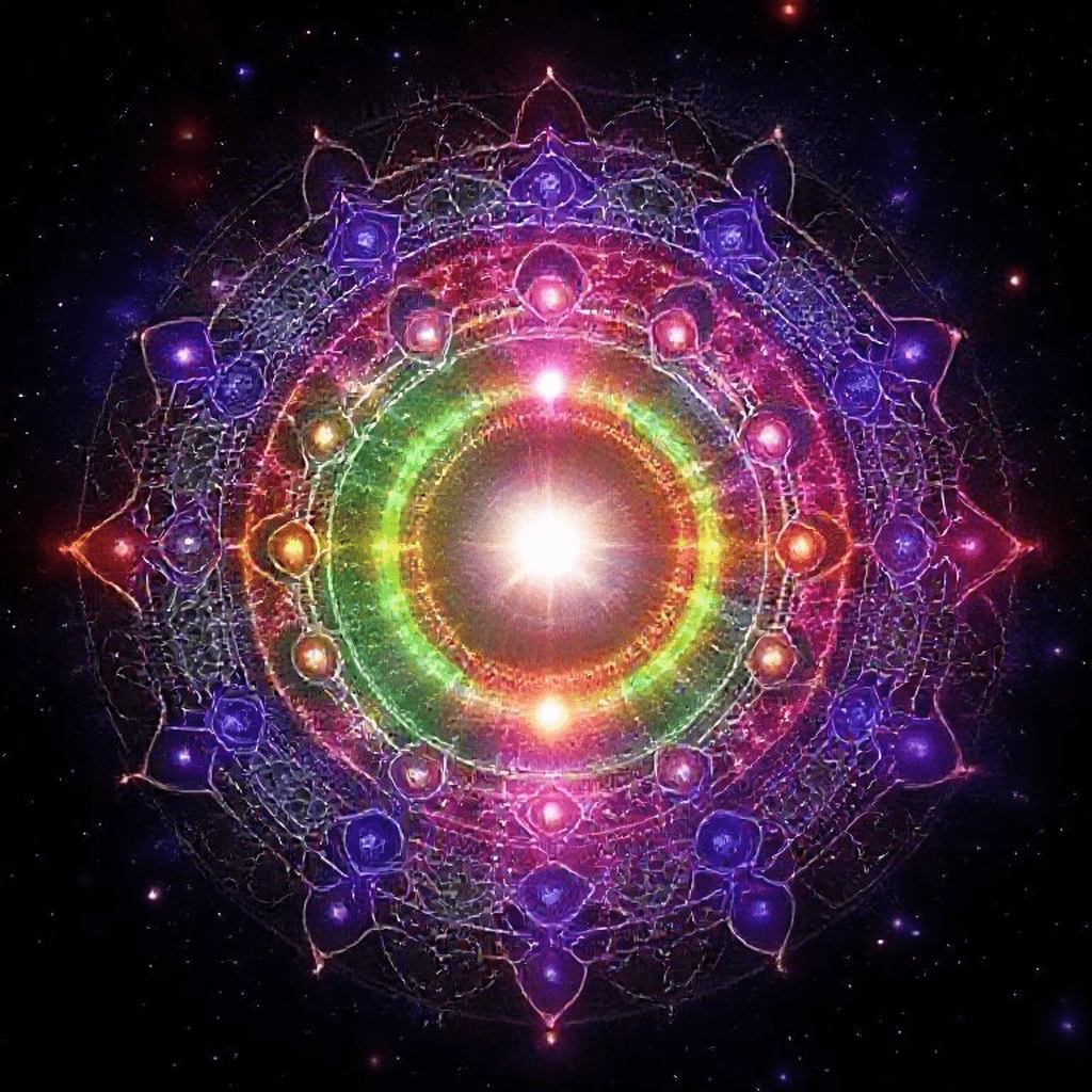 Palette de couleurs d’aura annotée avec significations émotionnelles et spirituelles.