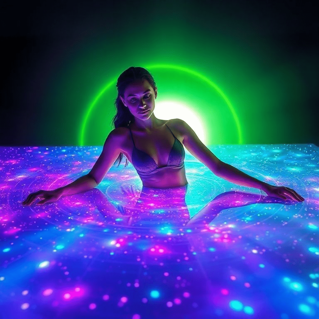 Appareil de photographie Kirlian capturant un halo lumineux autour d’une main.