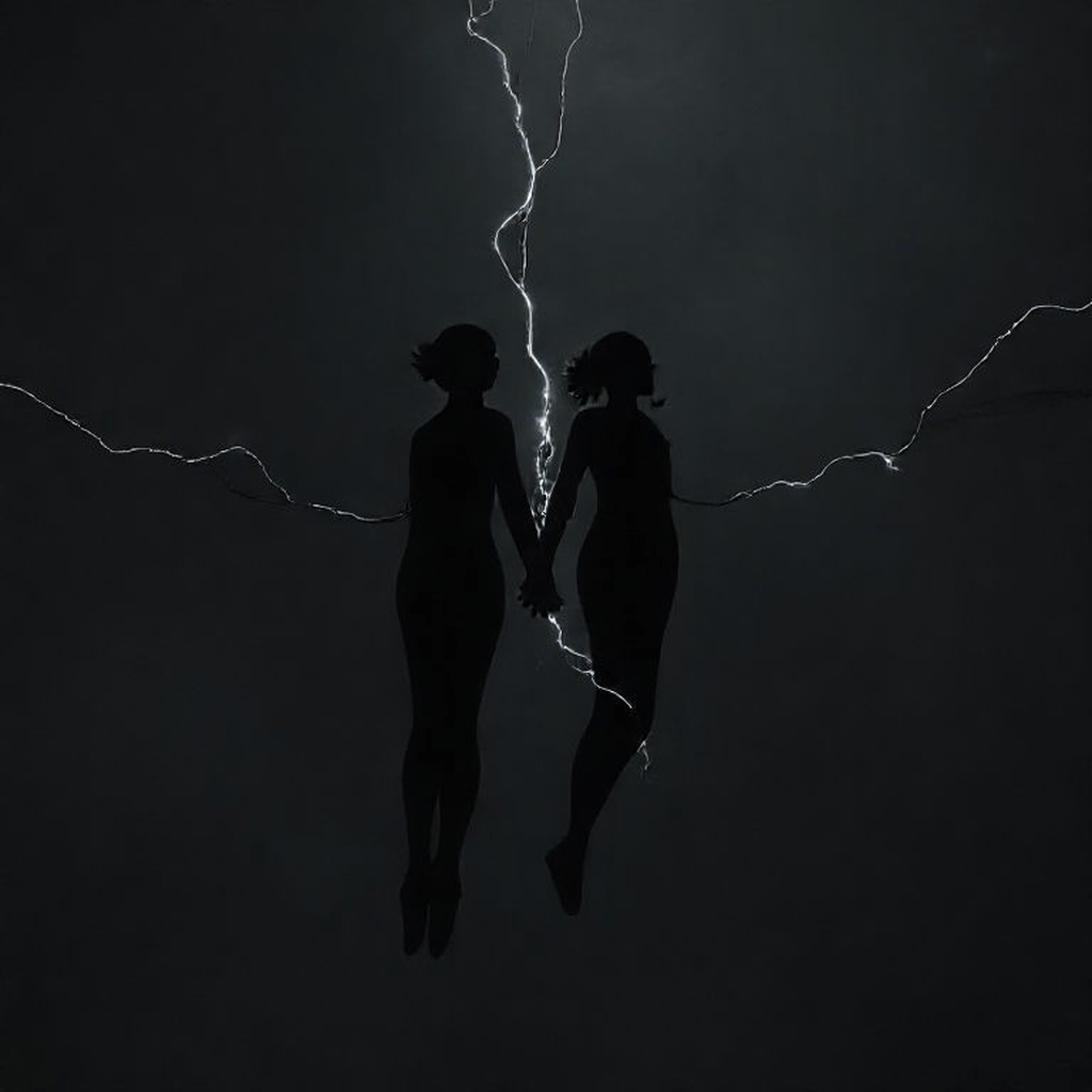 Deux silhouettes reliées par un câble sombre symbolisant une liaison énergétique toxique