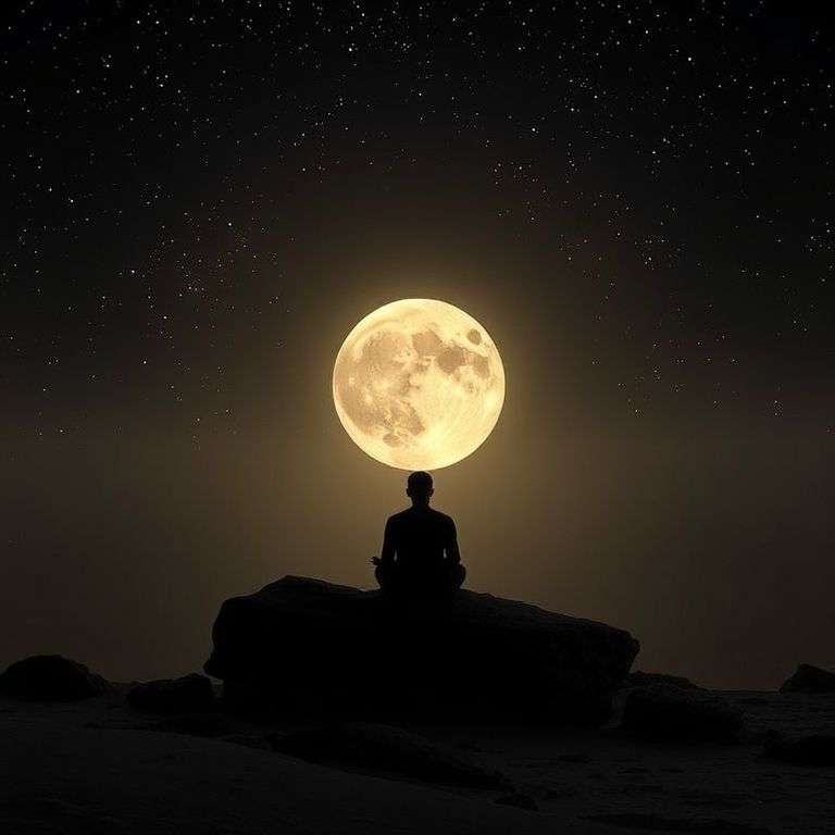 illustration mystique de la lune avec détails astrologiques et aura lumineuse