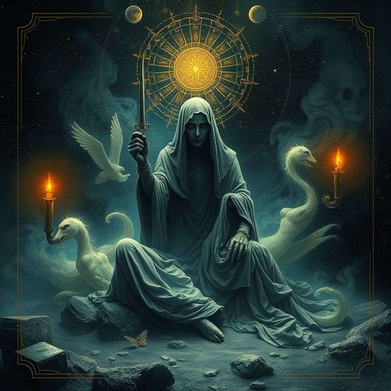 carte de la mort du tarot montrée avec symboles de renaissance