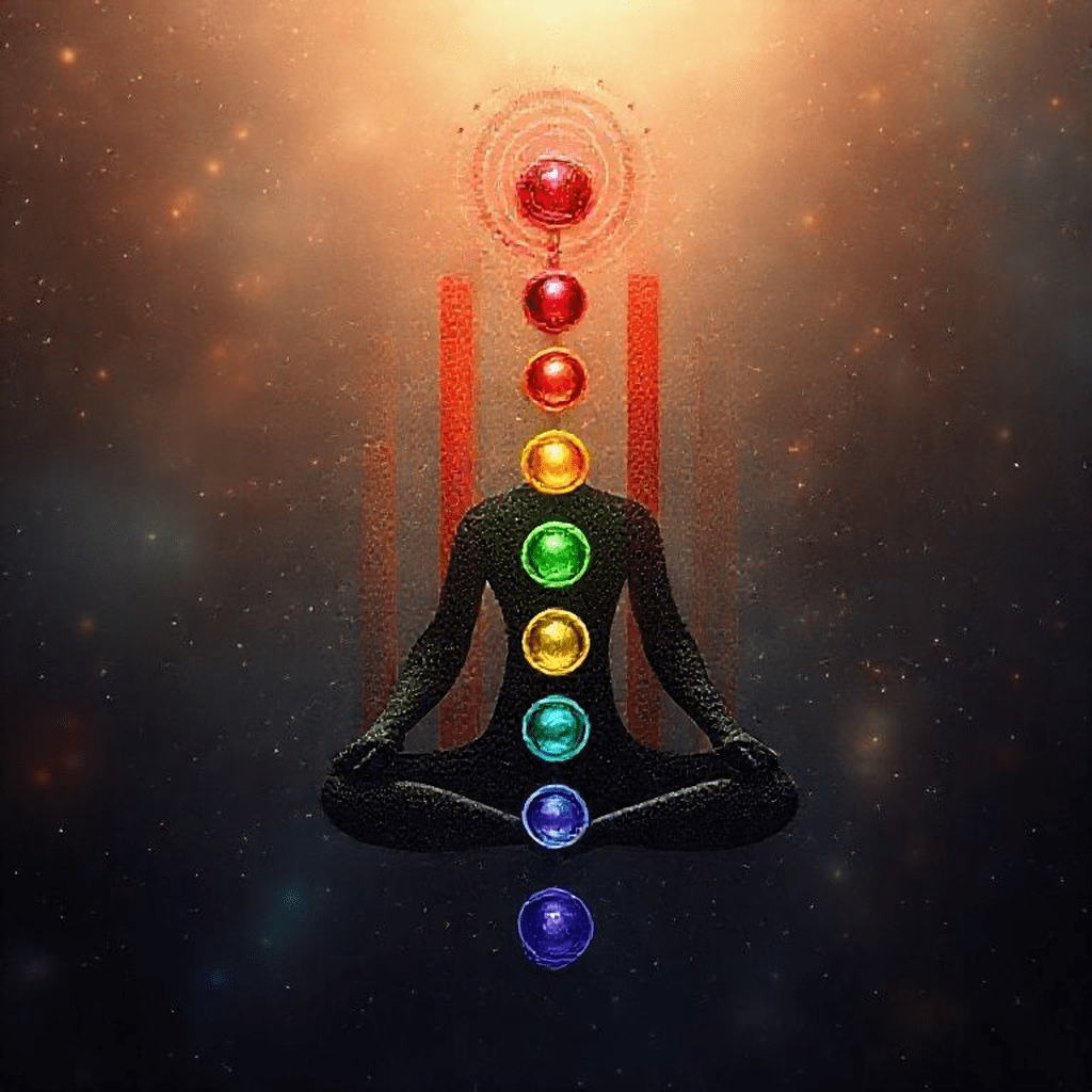 Graphique illustrant les niveaux d'émotions selon la couleur des chakras correspondants.