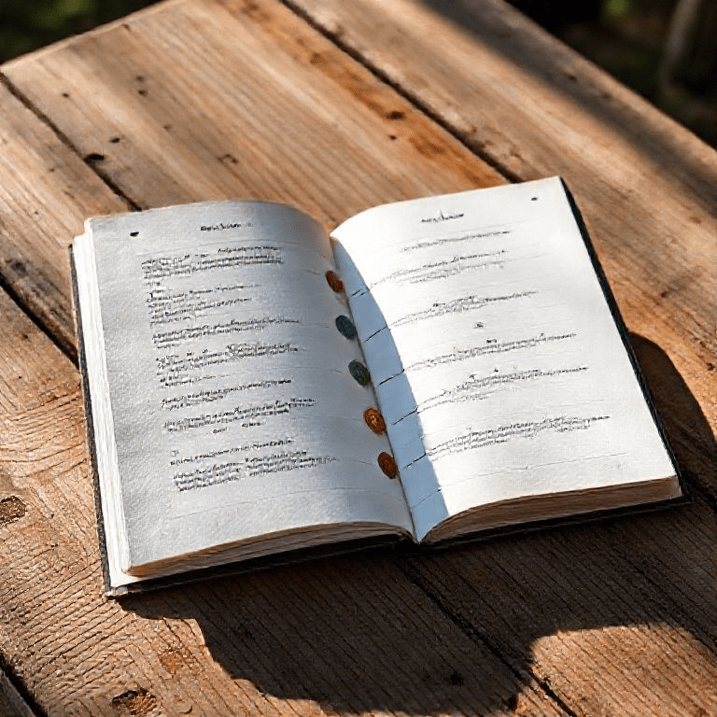 Journal intime avec espace pour noter l'état des chakras et émotions quotidiennes.