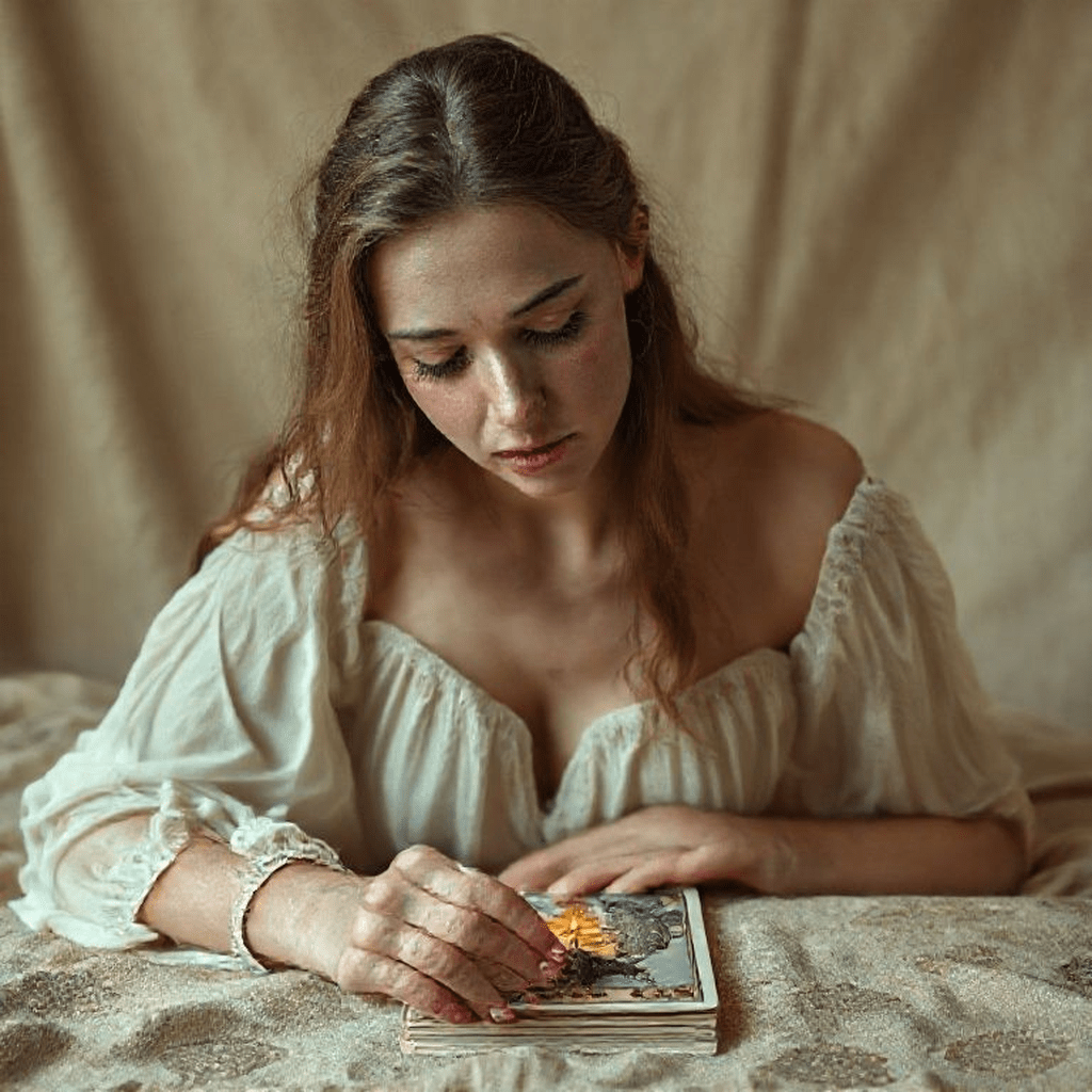 Femme émue en larmes devant un tirage de tarot, exprimant résistance émotionnelle