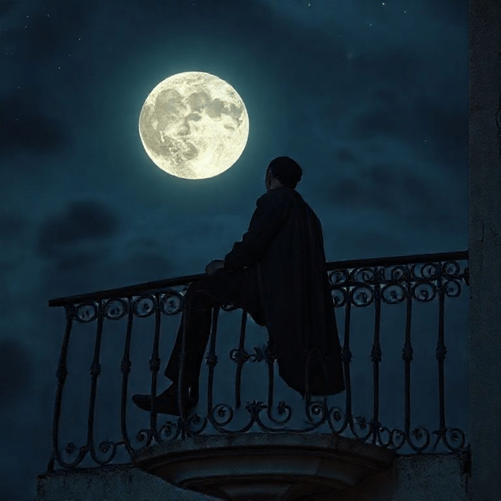 Lune brillante suspendue devant un praticien perplexe, ignorant les secrets lunaires inscrits dans les étoiles.