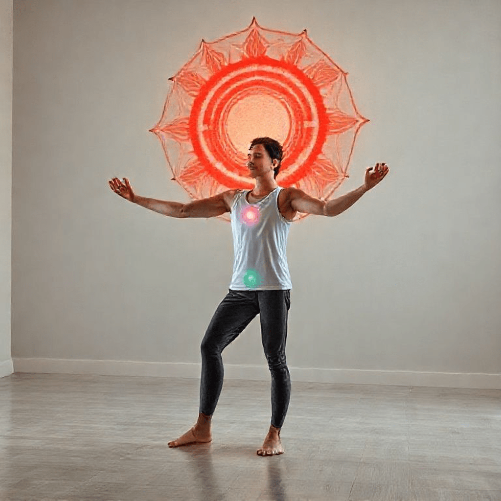 Personne debout en tenue sportive réalisant des étirements pour tester l ancrage du chakra racine