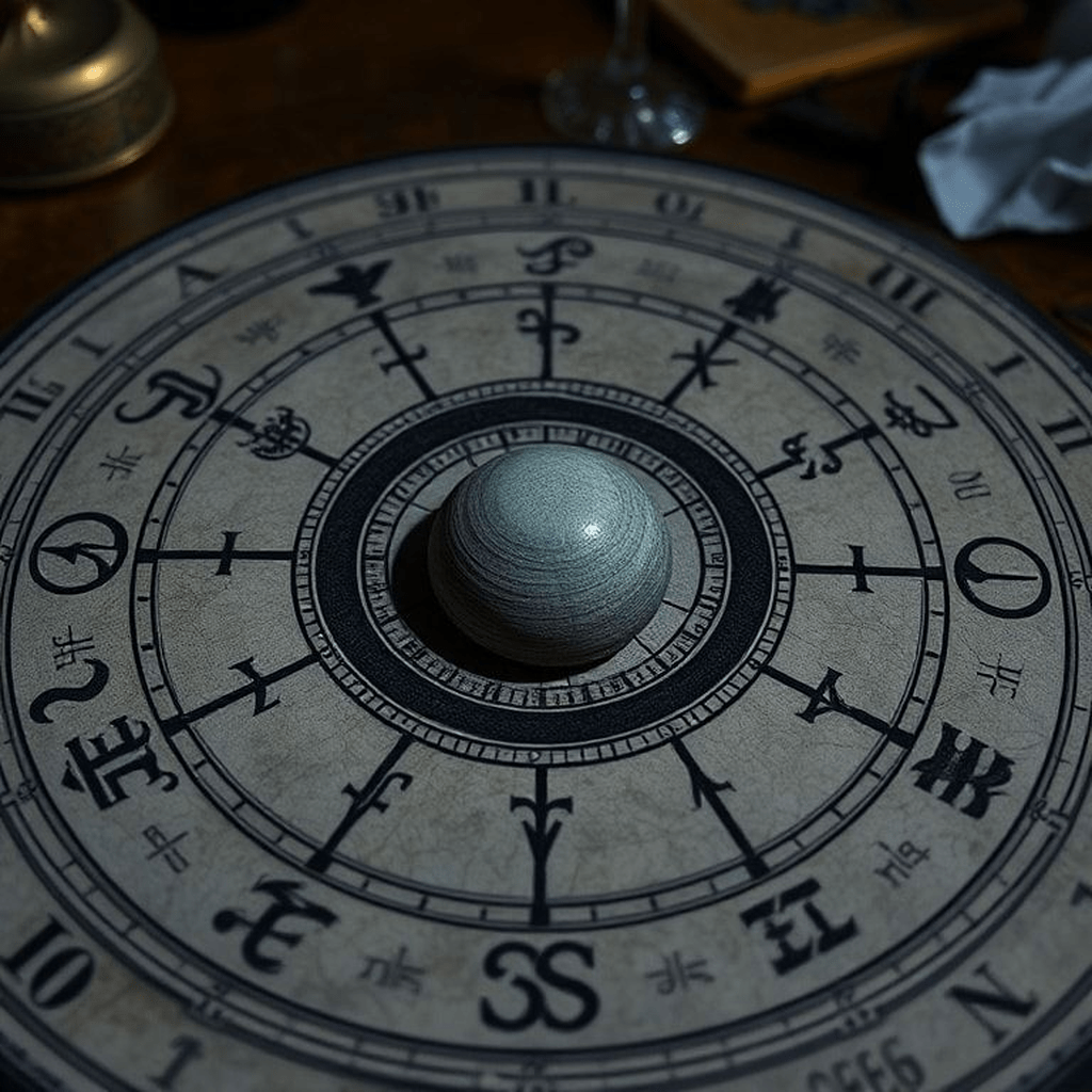 Planètes et maisons liées à l'initiation sur fond zodiacal symbolique.