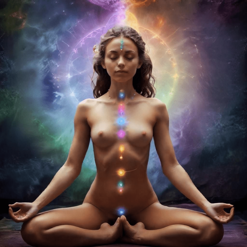Schéma pédagogique montrant sept gestes simples pour travailler l’aura, respirations, visualisations et mouvements doux.