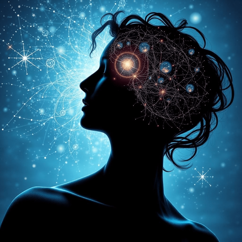 Schéma illustrant les effets du son sur le cerveau et le corps avec ondes et neurones.