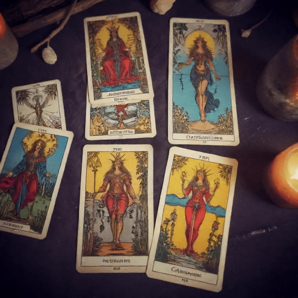 Image montrant une carte de tarot au centre entourée d'un chemin intérieur symbolique.