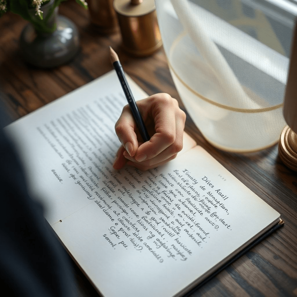 Carnet et stylo sur une table avec des symboles, illustrant des outils pratiques pour formuler des intentions claires et sûres.